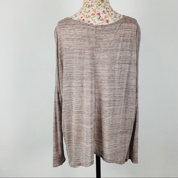 Lush tan lightweight drop-sleeve Top multicolor longhorn western boho motif L - Picture 6 of 15